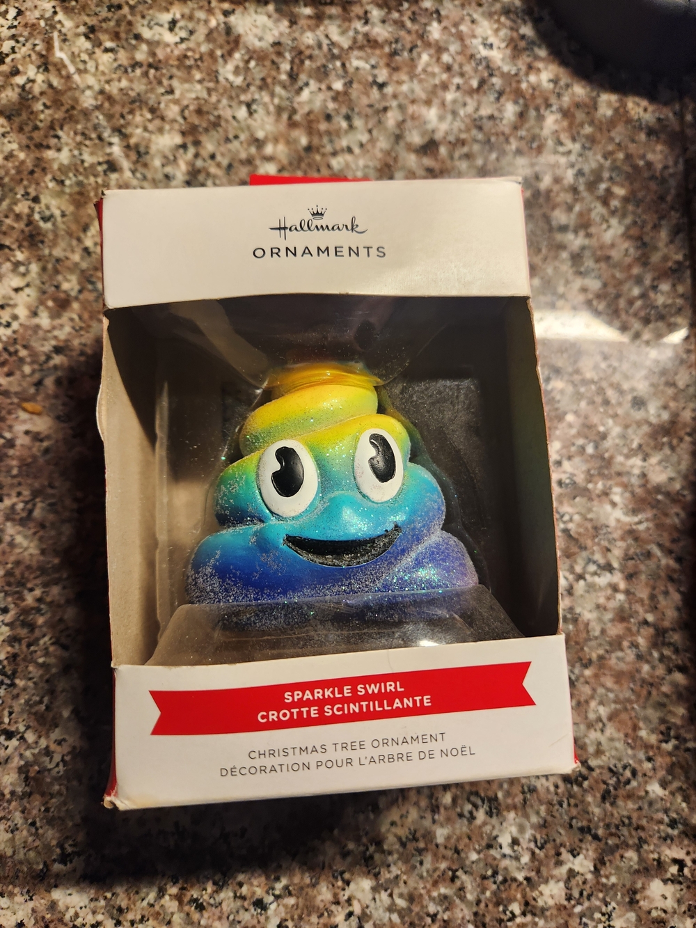 Hallmark Glitter Swirl Emoji Ornament - Blue Yellow Purple